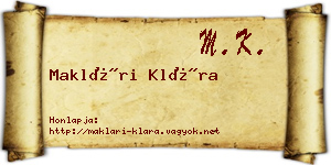Maklári Klára névjegykártya