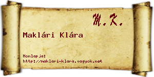 Maklári Klára névjegykártya